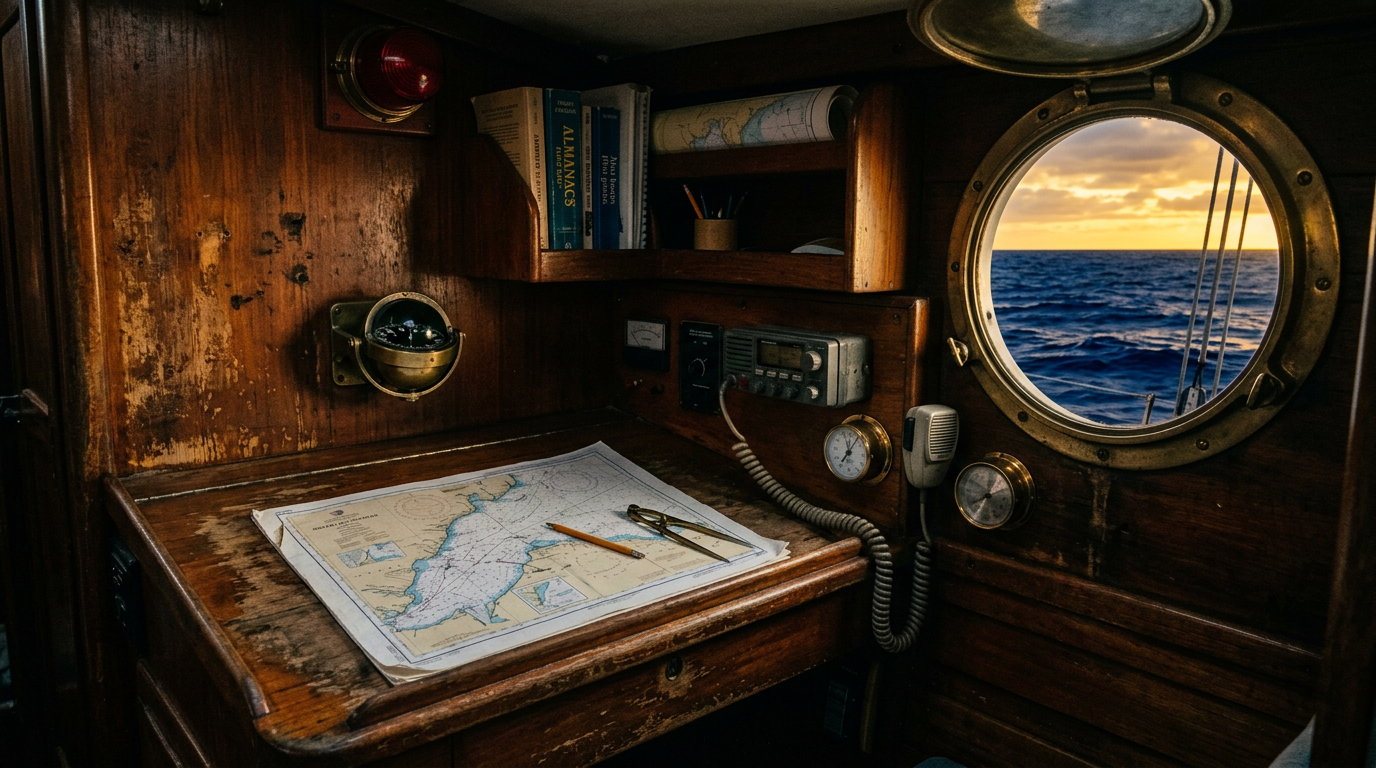 Atlas GETAC B360 on sailboat navigation table